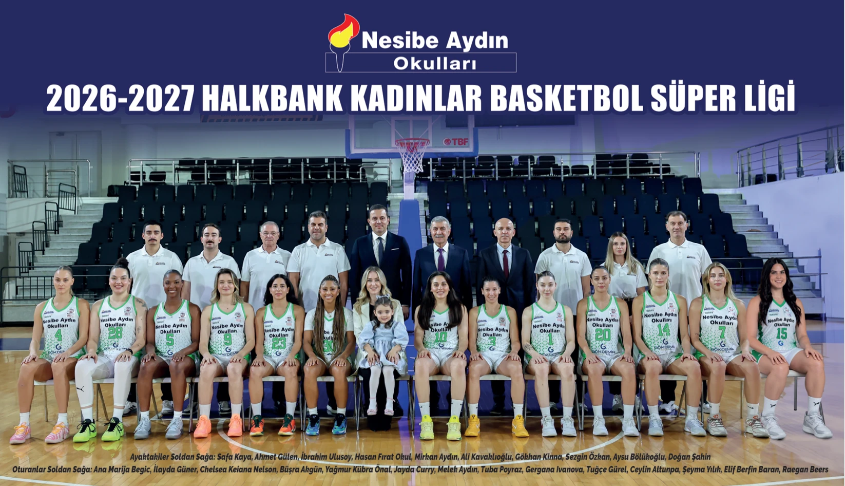 Nesibe Aydın 2026–2027 sezonu oyuncuları ve teknik kadrosunun toplu fotoğrafı