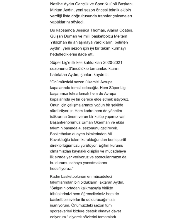 Dört transfer · haberin devamı · devam kupürü