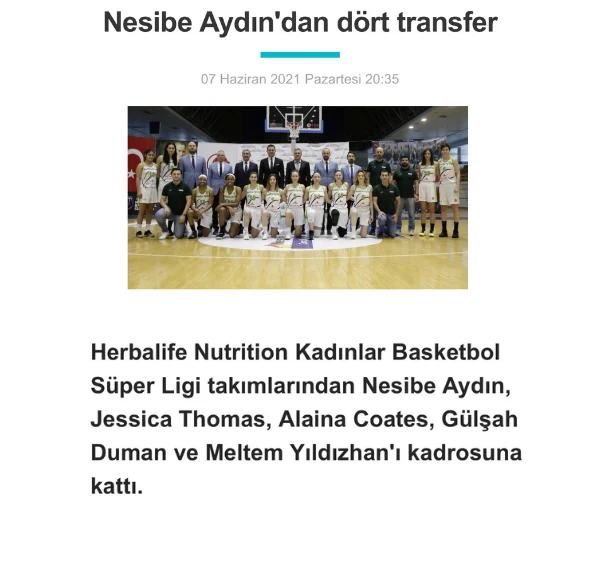 Nesibe Aydın’dan dört transfer