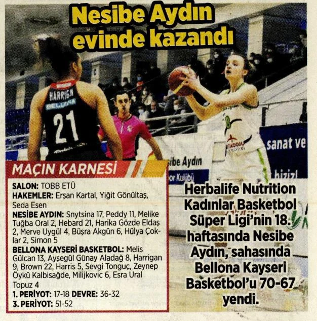 Nesibe Aydın evinde kazandı