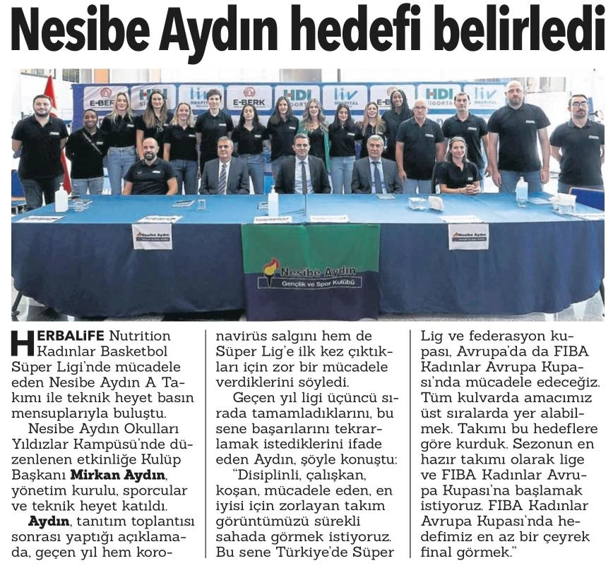 Nesibe Aydın hedefi belirledi